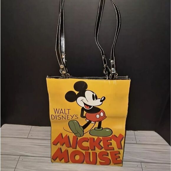 Walt Disney’s Vintage Mickey Mouse Vinyl Tote Handbag With Magnetic Snap Close - Picture 1 of 13